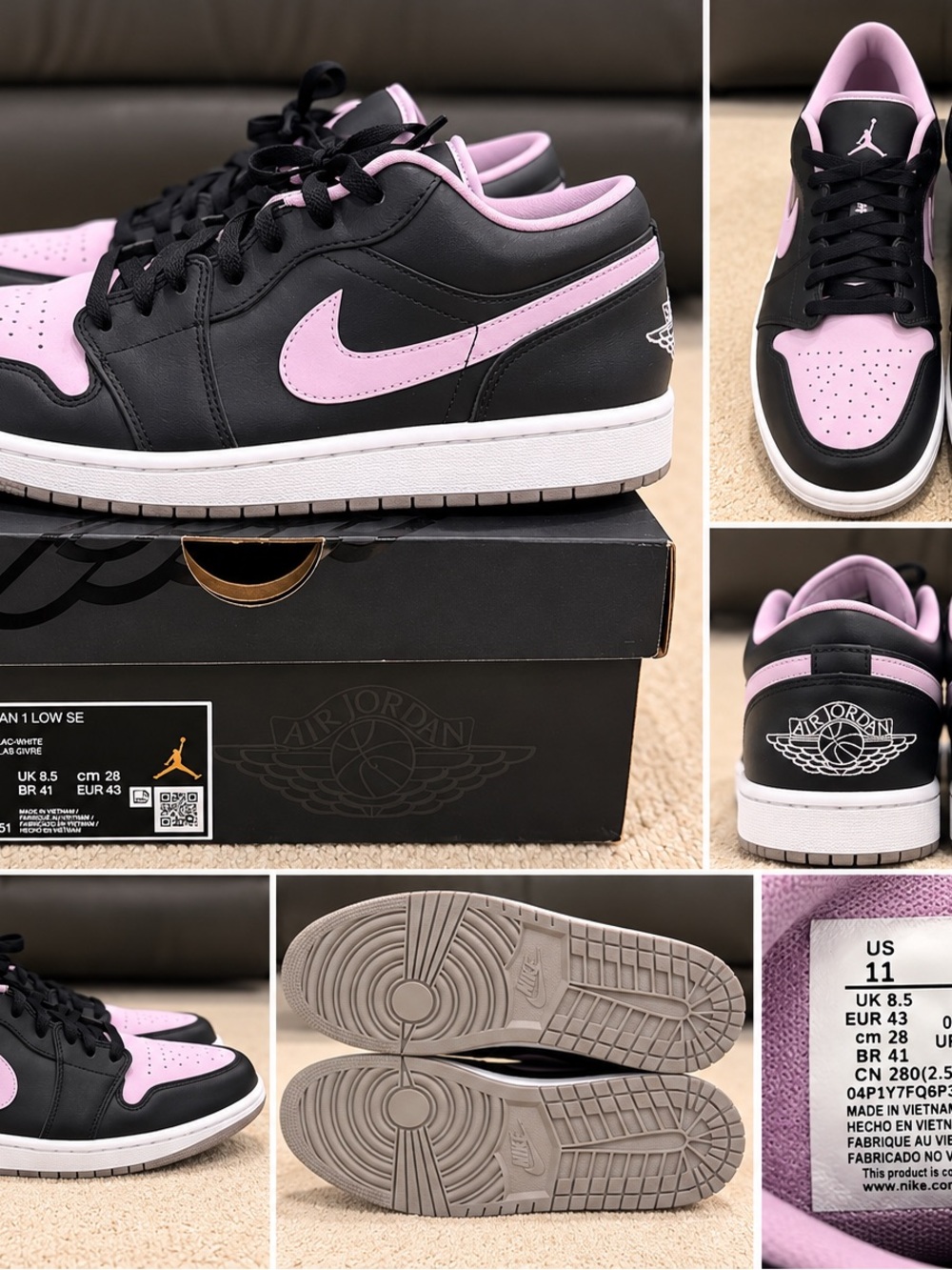 Jordan Low-Top Sneakers in Black and Pink